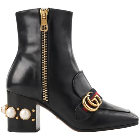 gucci leather bootie heel|high top gucci boots.